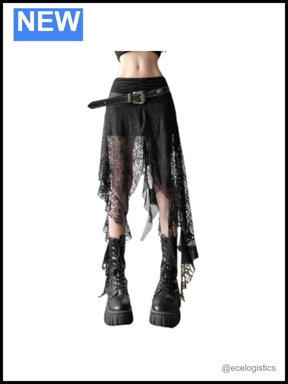 Gothic High Waist A-Line Maxi Skirt Ruffle Pleated Cosplay